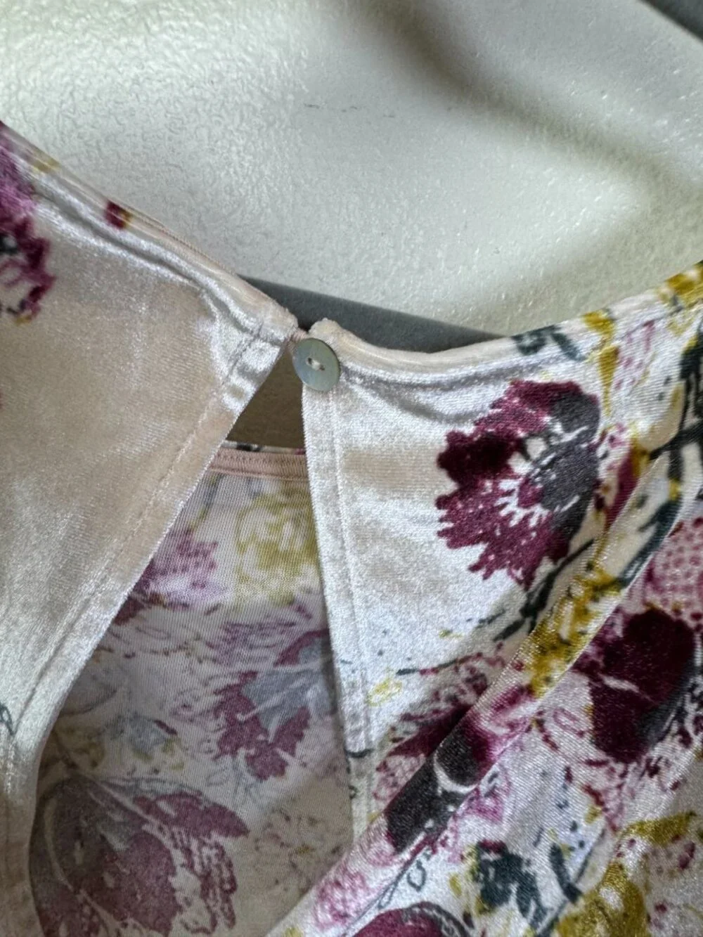 Intimately Free People Babe Slouchy Floral Velvet Bodysuit Dolman Beige size XS
